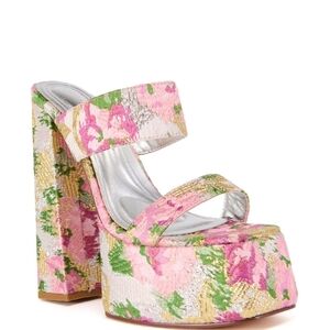 AZALEA WANG "Floral Poragative" Elegant Floral Platform Sandals